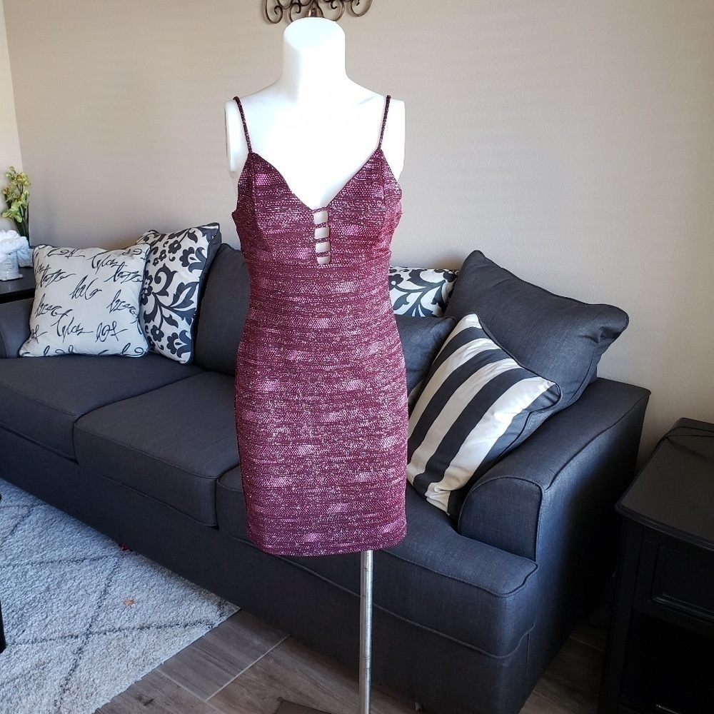 HAUTE Monde Glitter Mini Dress Size L NWOT